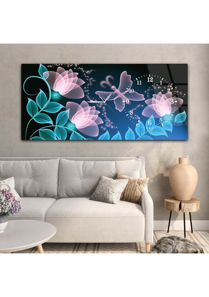 Yatay Saatli Yandan Sanat ve Doğa Temalı Cam Tablo YSYS083 modelleri