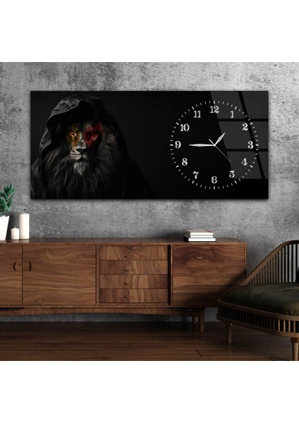 Yatay Saatli Yandan Sanat Temalı Cam Tablo YSYS352