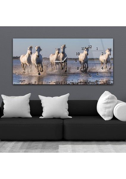 Yatay Saatli Yandan Sanat ve Doğa Temalı Cam Tablo YSYS130 fiyatları