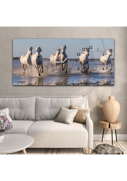 Yatay Saatli Yandan Sanat ve Doğa Temalı Cam Tablo YSYS130 modelleri