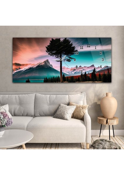 Yatay Saatli Yandan Sanat ve Doğa Temalı Cam Tablo YSYS175 modelleri