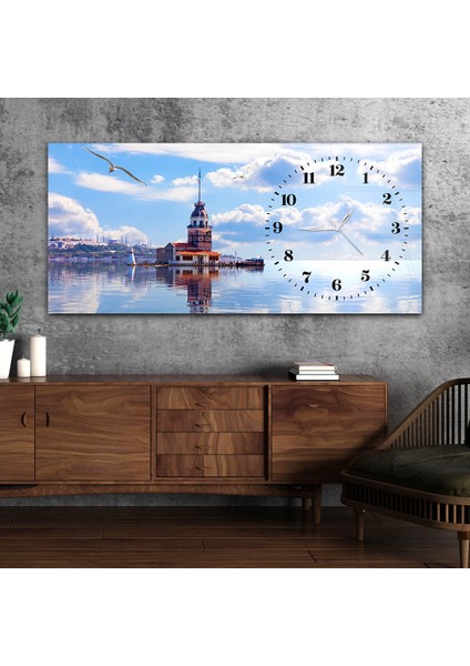 Yatay Saatli Yandan Sanat Temalı Cam Tablo YSYS242