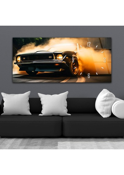 Yatay Saatli Yandan Sanat Temalı Cam Tablo YSYS280 fiyatları