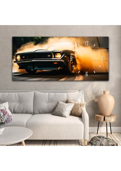 Yatay Saatli Yandan Sanat Temalı Cam Tablo YSYS280 modelleri