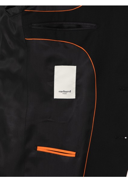 Erkek Siyah Slim Fit %100 Yün Klasik Takım Elbise 50306038-VR046