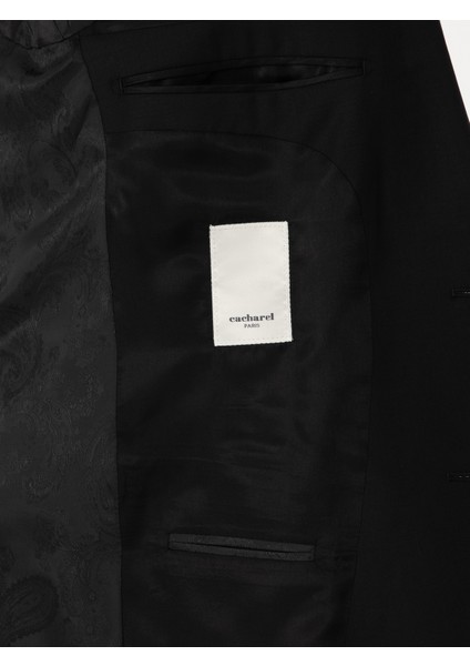 Erkek Siyah Slim Fit %100 Yün Klasik Takım Elbise 50304078-VR046