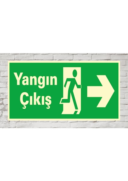 Yangın Çıkış Sağ - Uyarı Tabela Levhası 14X31 cm Polikarbon