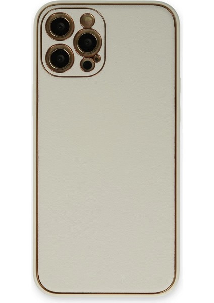 Apple iPhone 12 Pro Kılıf Coco Deri Silikon Kapak - Beyaz Ynsmr