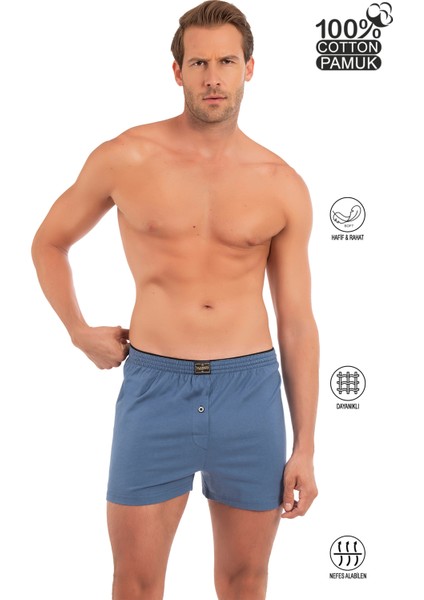 Özkan 0041 Erkek %100 Pamuklu Şardonlu Klasik Rahat Kesim Havlu Bel Süprem Penye Boxer