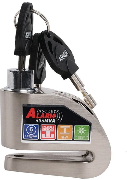 Armor 606MVA 6 mm 120 Desibel Paslanmaz Çelik Alarmlı Disk Kilidi fiyatları