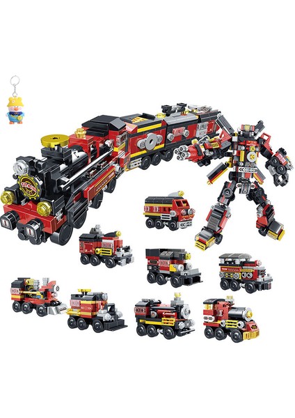 Uyumlu Montaj Yapı Blokları 8 Arada 1 Mecha Tren Montaj 766PCS Eğitici Oyuncaklar (Yurt Dışından)