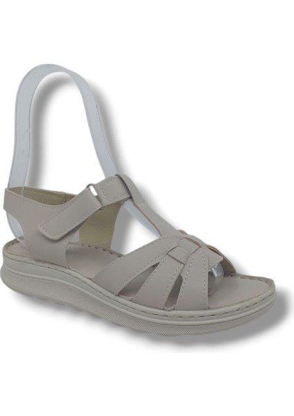 1150 Kadın Krem Cırtlı Yumuşak Taban Comfort Sandalet Ayakkabı fiyatları