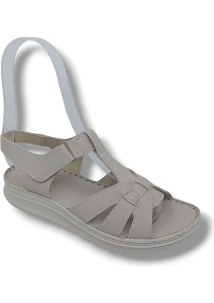 1150 Kadın Krem Cırtlı Yumuşak Taban Comfort Sandalet Ayakkabı fırsatları
