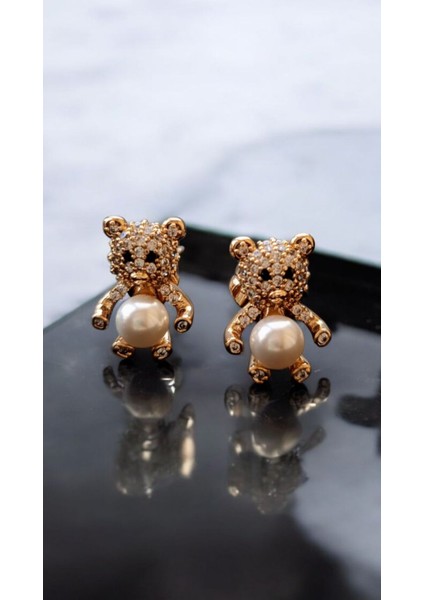 Vıp Paslanmaz Çelik Teddy Küçük Rose Gold Küpe