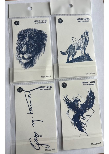Heybet 4 Adet Minimal 11x8 cm 3 Hafta Kalıcı Yarı Kalıcı Geçici Dövme