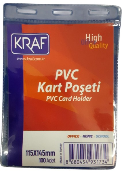Kart Poşet Şeffaf 115 x 145 mm 5 Adet + Kraf Kart Askı Ipi Yeşil Metal Klipsli 5 Adet Set