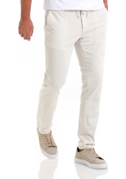 Taş Rengi Regular Fit Düz Yandan Cep Pamuklu Jogger Kanvas Pantolon