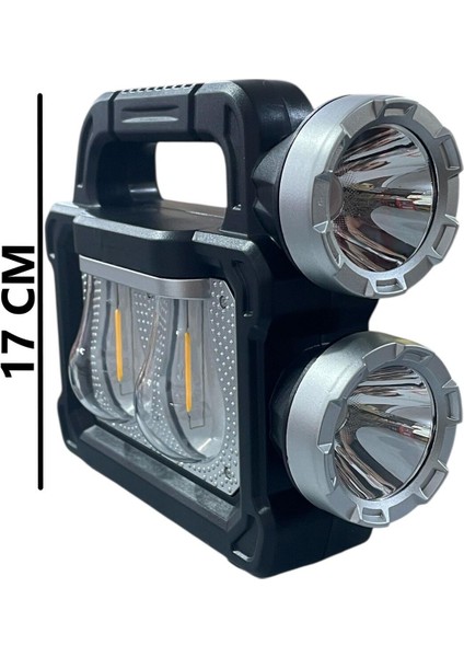 5 Modlu Cob LED Solar Şarjlı Ultra Güçlü Fener Beyaz ve Gün Işığı Kamp Avcı Tamirci Balıkçı Lambası