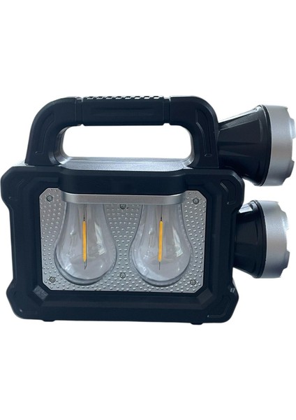 5 Modlu Cob LED Solar Şarjlı Ultra Güçlü Fener Beyaz ve Gün Işığı Kamp Avcı Tamirci Balıkçı Lambası