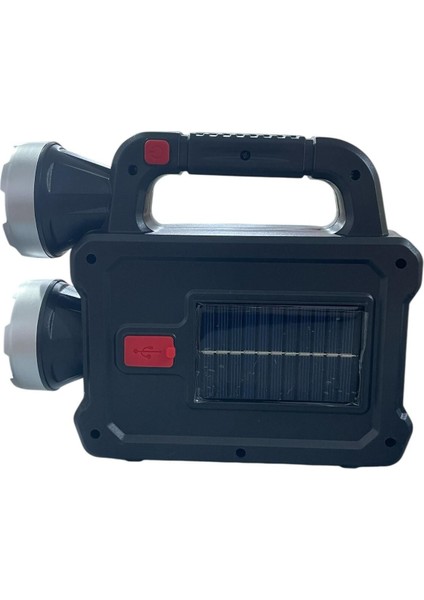 5 Modlu Cob LED Solar Şarjlı Ultra Güçlü Fener Beyaz ve Gün Işığı Kamp Avcı Tamirci Balıkçı Lambası