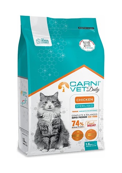Carnı Vet Daıly Chıcken Sterılısed Cat 1,5 kg *3 Adet