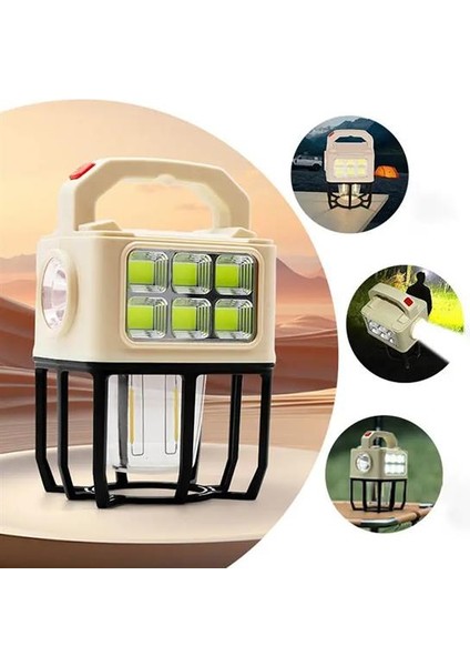 Powermaster PM-26460 3 Modlu Beyaz Filament Solar Masa Kamp Lambası El Feneri Işıldak