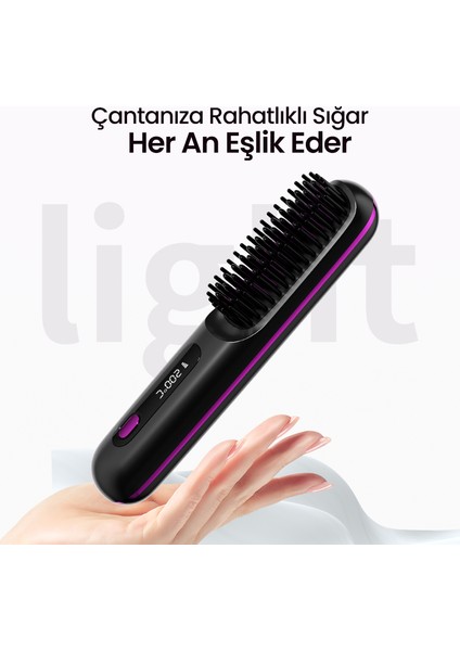 Şarjlı ve Taşınabilir Iyonik Saç Şekillendirici ve Düzleştirici Fön Tarağı