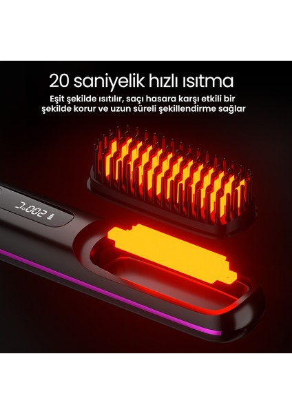 Şarjlı ve Taşınabilir Iyonik Saç Şekillendirici ve Düzleştirici Fön Tarağı