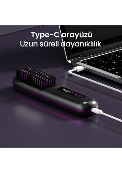 Şarjlı ve Taşınabilir Iyonik Saç Şekillendirici ve Düzleştirici Fön Tarağı