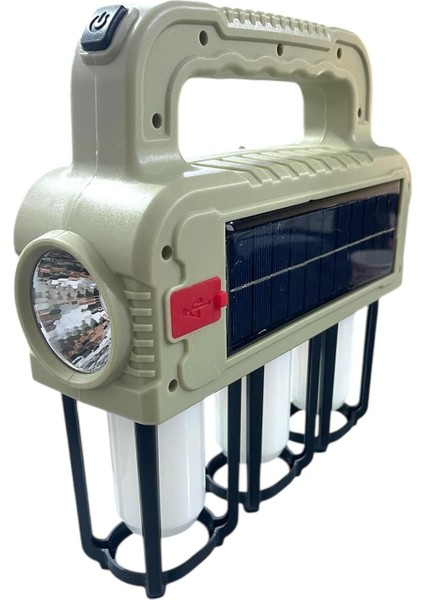 3 Modlu Cob LED Solar Şarjlı 38W Ultra Güçlü Fener Beyaz Gün Işığı Kamp Tamirci Balıkçı Lambası