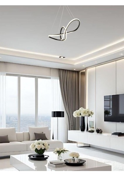 Modern Siyah Papyon Model 3 Renk (Beyaz & Sarı & Günışığı) Lüks LED Avize