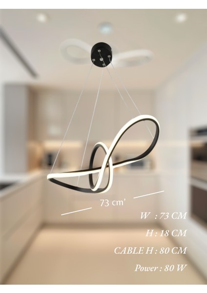 Modern Siyah Papyon Model 3 Renk (Beyaz & Sarı & Günışığı) Lüks LED Avize