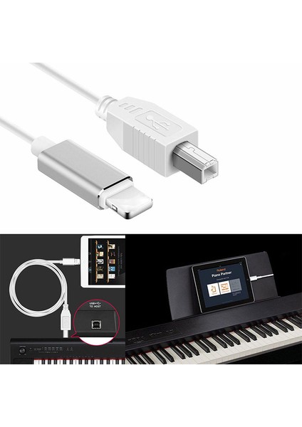 iPhone 7 8 x iPad Için Lightning To Type-B Mıdı Klavye Dönüştürücü USB 2.0 Kablosu (Yurt Dışından)