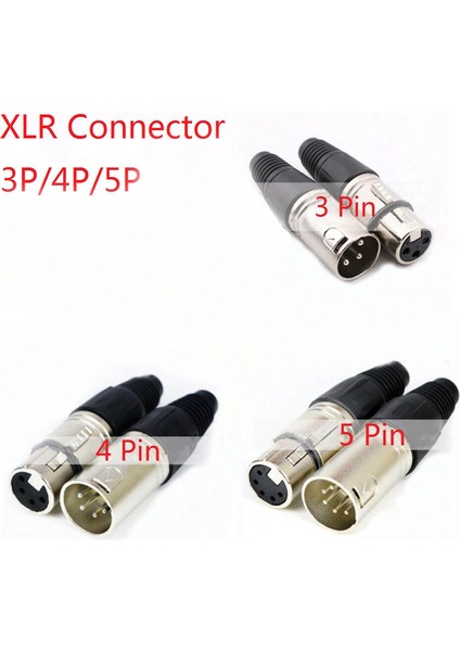 Adet Canon Priz Erkek/dişi Mikrofon Ses Xlr Konektörü 3p/4p/5p Kontaklar (Yurt Dışından)