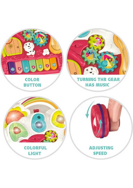 Piyanolu Bebek Yürüteci 4in1 Aktivite Oyun Masası Yürüteç Pembe fırsatları