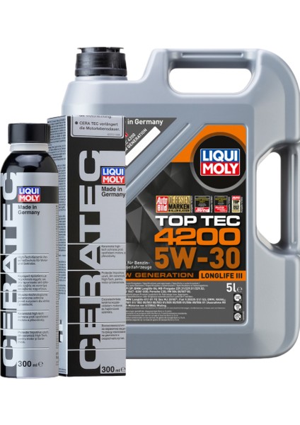 Set-3 (5W30 Top Tec 4200 5l Motor Yağı+Ceratec Seramik Katkı 300ML)