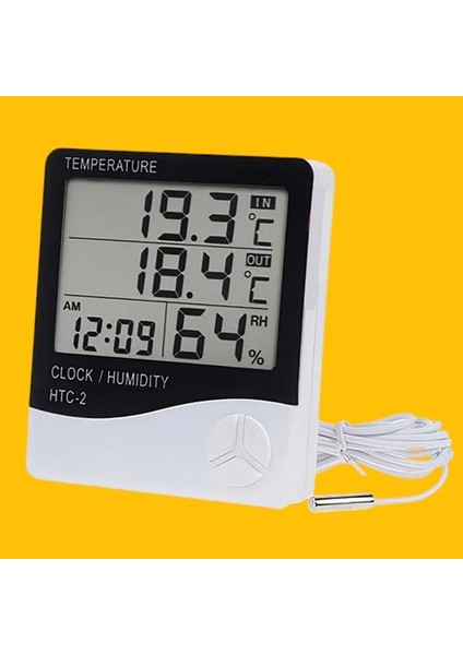 Pratikaı LCD Ekranlı Saat & Alarmlı Nem Ölçer Masa Üstü Termometre | Çok Fonksiyonlu & Kullanışlı