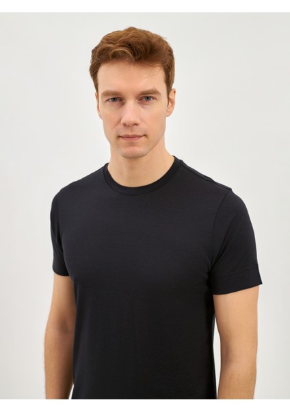 Erkek Modern Fıt Tişört-Lacivert indirimleri