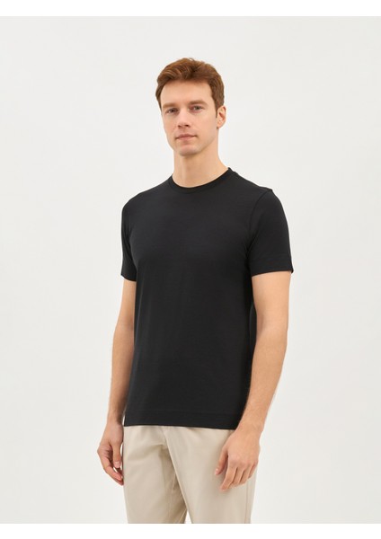 Erkek Modern Fıt Tişört-Siyah fırsatları