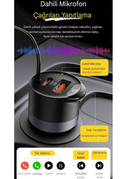 CC20 Bluetooth 5.3 Araç Kiti+35W Pd Hızlı Araç Şarjı 3.5mm Aux Kablo 2'si 1'Arada Ce Lisanslı Yeni Nesil Son Nesil Teknoloji fırsatları