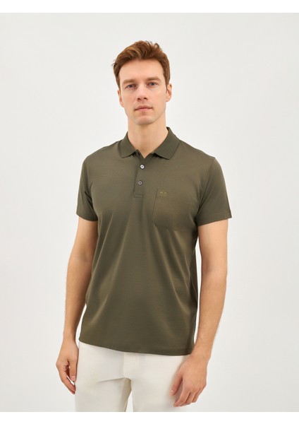 Erkek Regular Fıt Polo Yaka Tişört-Haki fiyatları