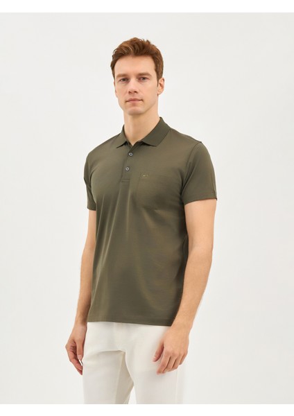 Erkek Regular Fıt Polo Yaka Tişört-Haki modelleri