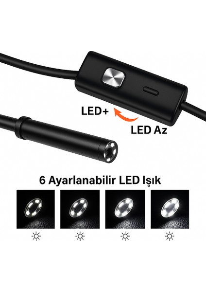 6led Kablolu Profesyonel 7.0mm 1080P Hd USB Endoskop Kamera - Android Pc Için Su Geçirmez fiyatları