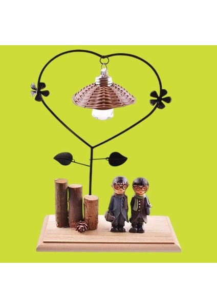 Pratikaı Pilli Işıklı Romantik Çift Tema Büyük Boy Dekoratif Ahşap Biblo | Şık & Anlamlı