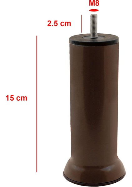 Mobilya Metal Yatak Kanepe Baza Koltuk Orta Destek Ayağı M8 Civata Kahverengi Metal Ayak 15 cm 4 Adet fiyatları
