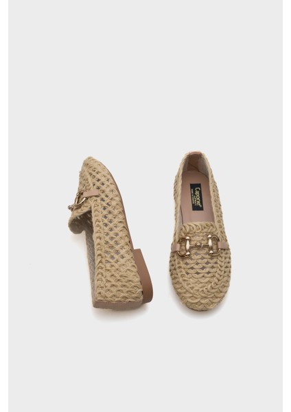 Tani Hasır Örgü Metal Tokalı Kadın Loafer