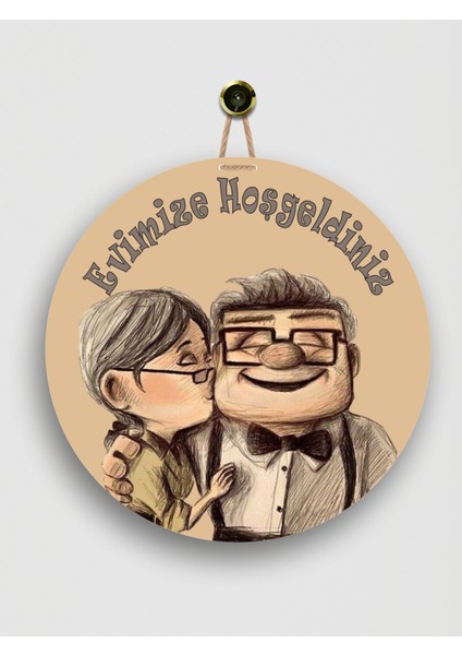 Modern Dekoratif Mutlu Sevimli Çift Ahşap Kapı Süsü