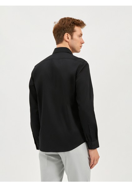 Erkek Slım Fıt Gömlek-Siyah indirimleri