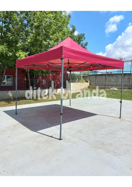 PREMİUM Serisi Altıgen Profil 3x3 Katlanır Çardak (Bordo)