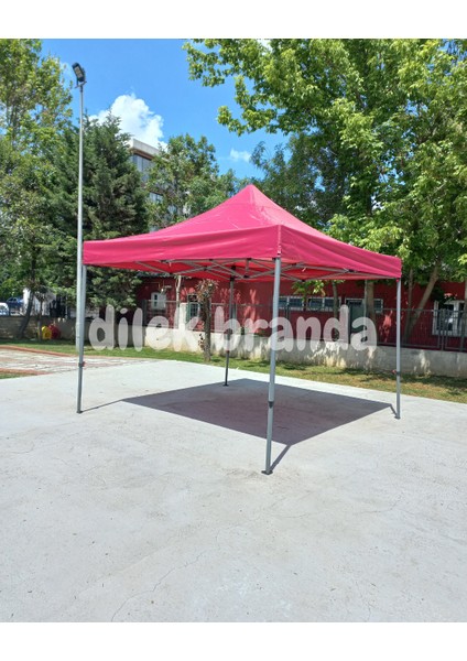 PREMİUM Serisi Altıgen Profil 3x3 Katlanır Çardak (Bordo)